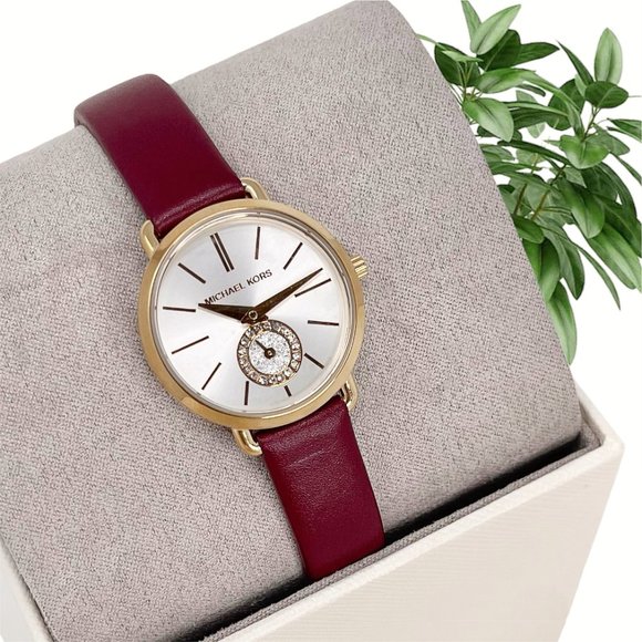 NWT MICHAEL KORS Women\'s Petite Portia Leather MK2751 Watch main image 8